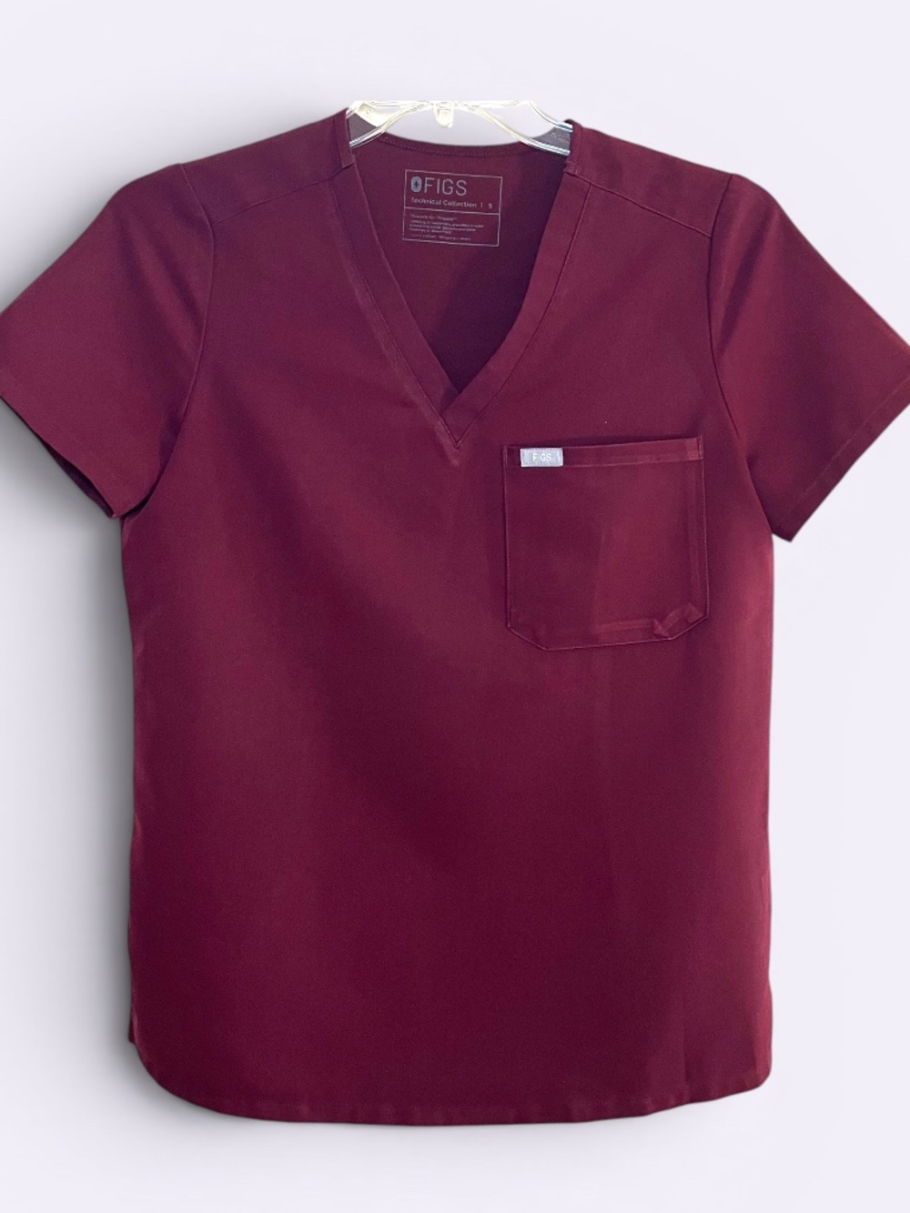 Figs Catarina Burgundy Scrub Top Size S